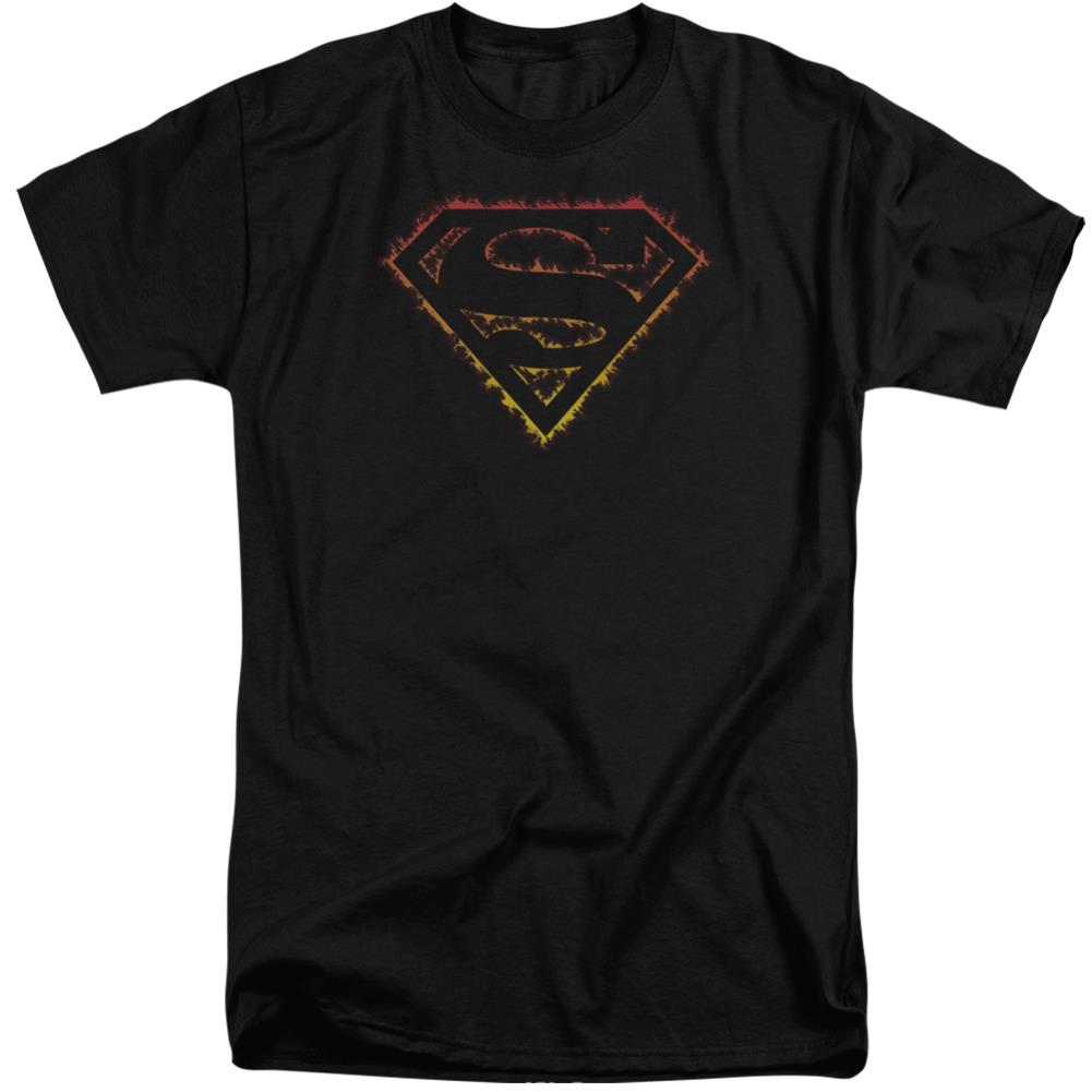 Superman Flame Outlined Logo Men's 18/1 Tall Cotton SS T