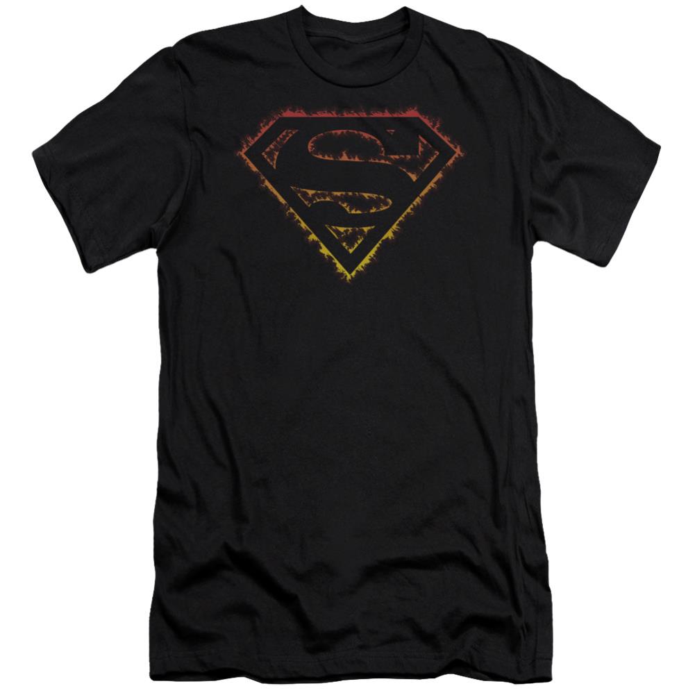 Superman Flame Outlined Logo Men's Ultra-Soft 30/1 Cotton Slim SS T