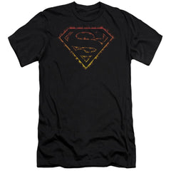 Superman Flame Outlined Logo Men's Ultra-Soft 30/1 Cotton Slim SS T