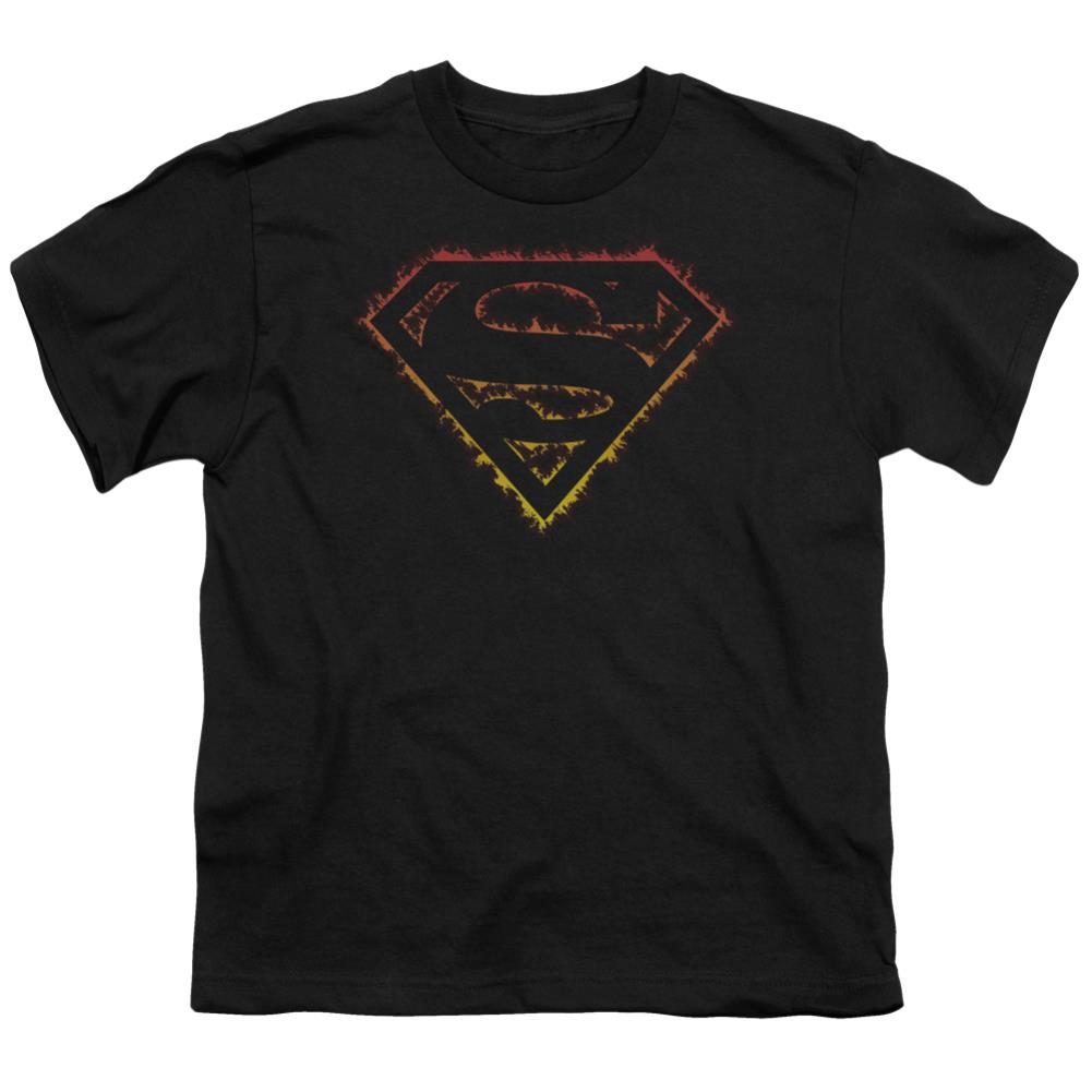 Superman Flame Outlined Logo Youth 18/1 100% Cotton SS T
