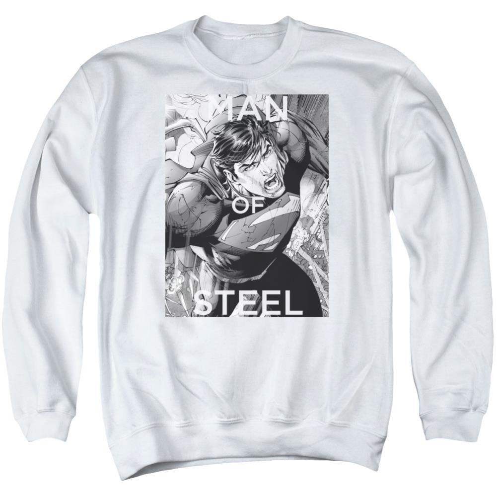 Superman Flight Of Steel Men's Crewneck 50 50 Poly LS T