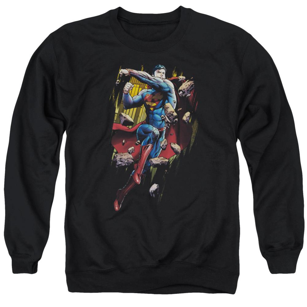 Superman Flying Determination Men's Crewneck 50 50 Poly LS T