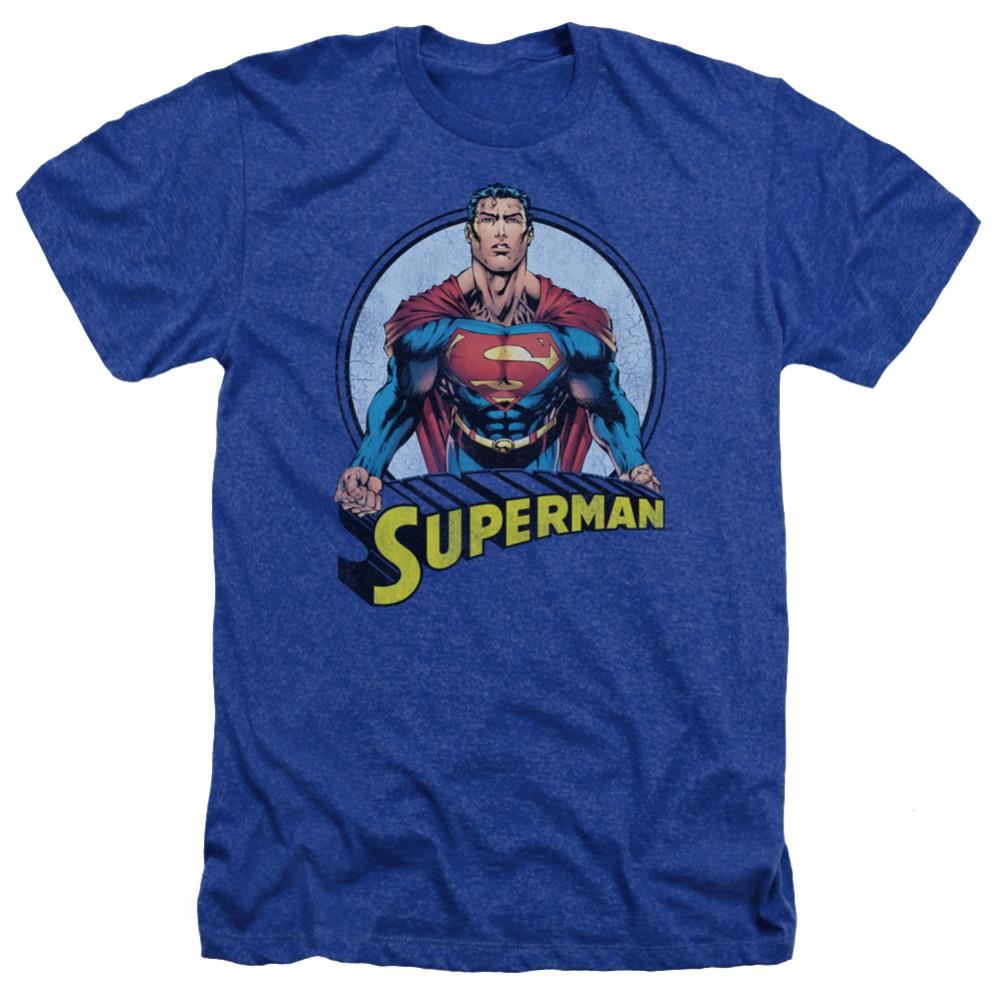Superman Flying High Again Men's 30/1 Heather 60 40 Poly SS T