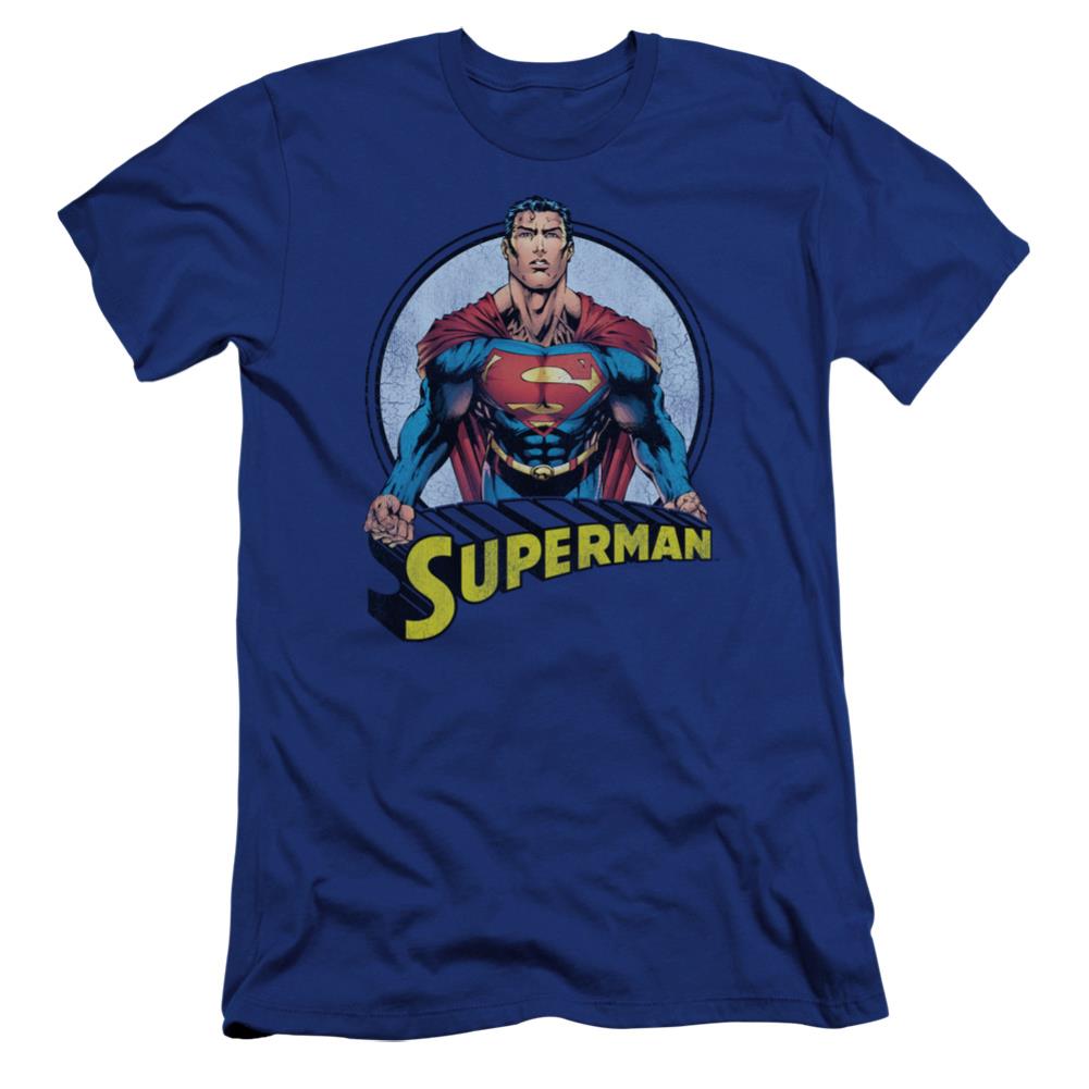 Superman Flying High Again Men's Ultra-Soft 30/1 Cotton Slim SS T