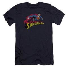 Superman Flying Over Men's Ultra-Soft 30/1 Cotton Slim SS T