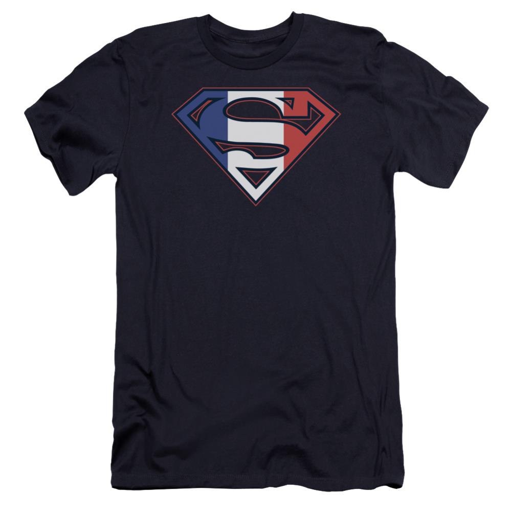 Superman French Shield Men's Ultra-Soft 30/1 Cotton Slim SS T