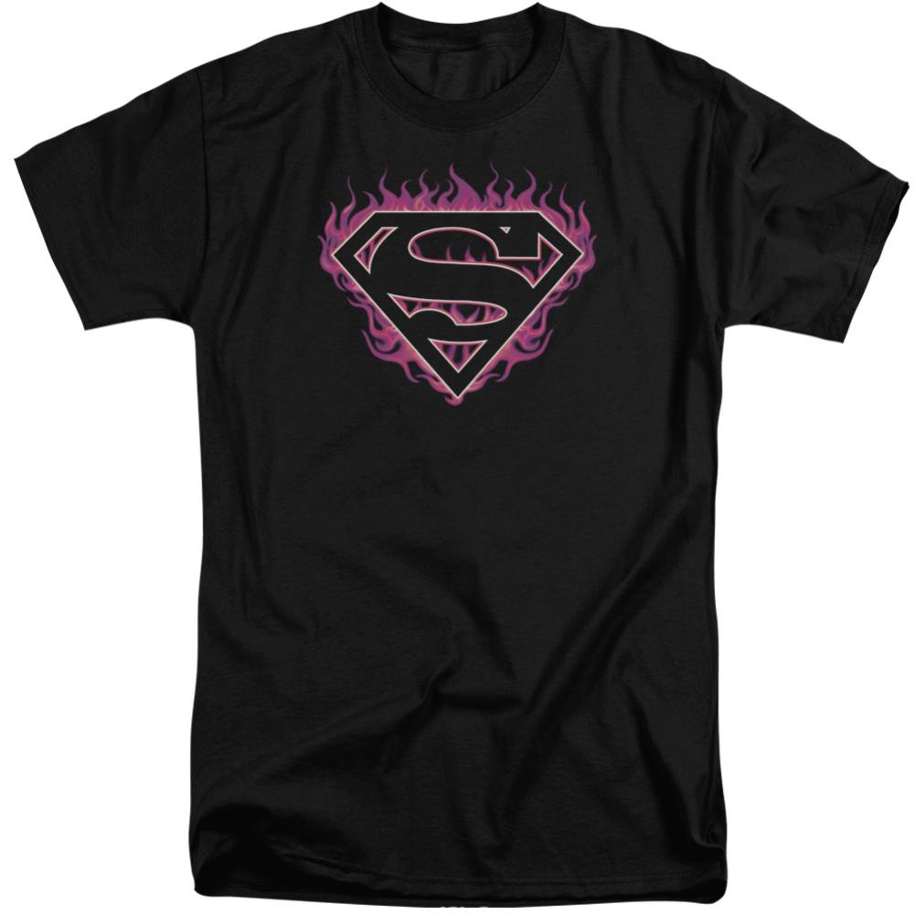 Superman Fuchsia Flames Men's 18/1 Tall Cotton SS T