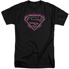 Superman Fuchsia Flames Men's 18/1 Tall Cotton SS T