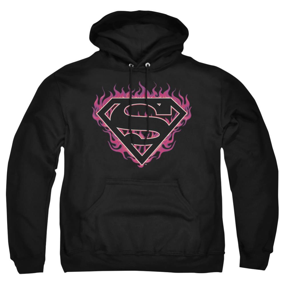 Superman Fuchsia Flames Men's Pull-Over 75 25 Poly Hoodie