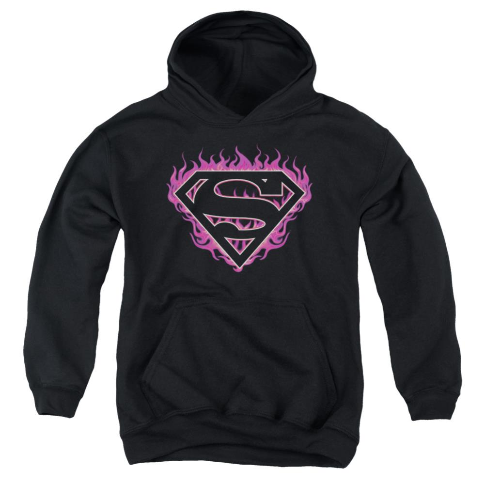 Superman Fuchsia Flames Youth Cotton Poly Pull-Over Hoodie
