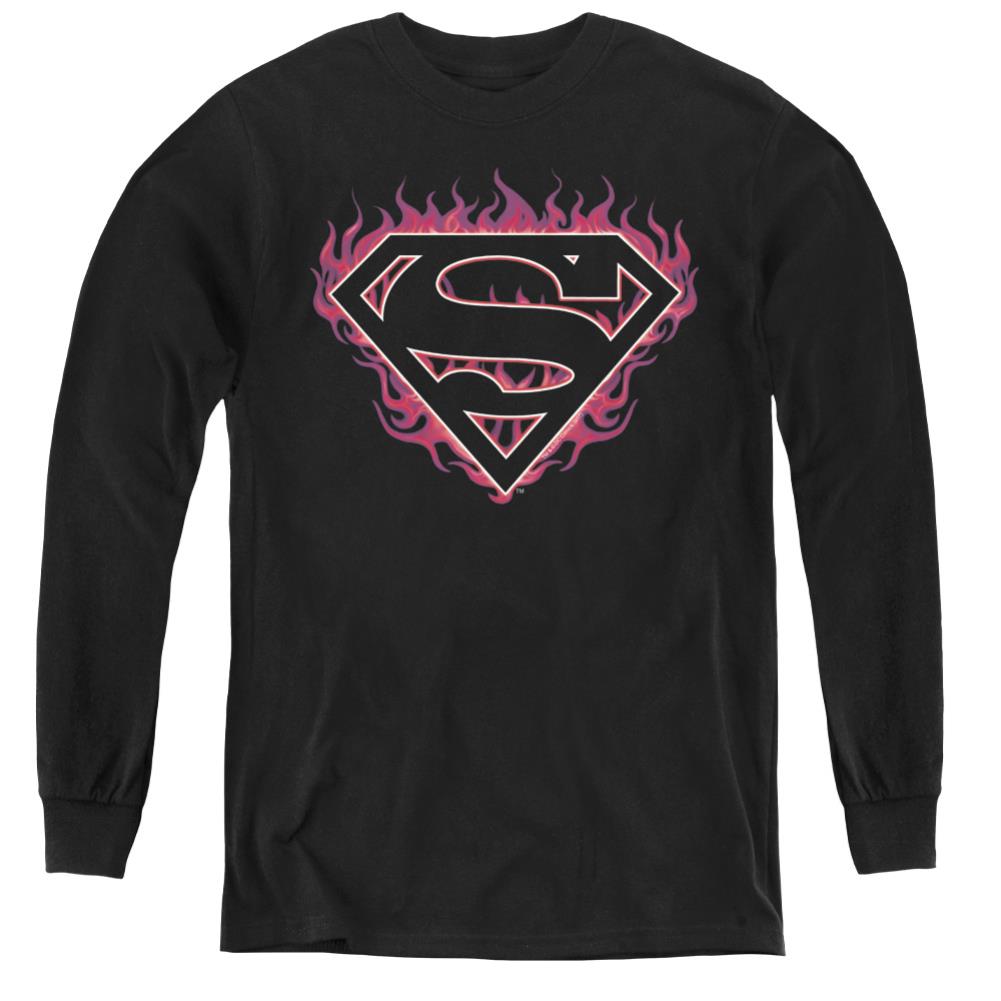 Superman Fuchsia Flames Youth LS T