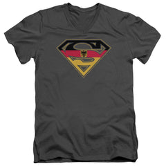 Superman German Shield Men's 30/1 Cotton Slim V-Neck T