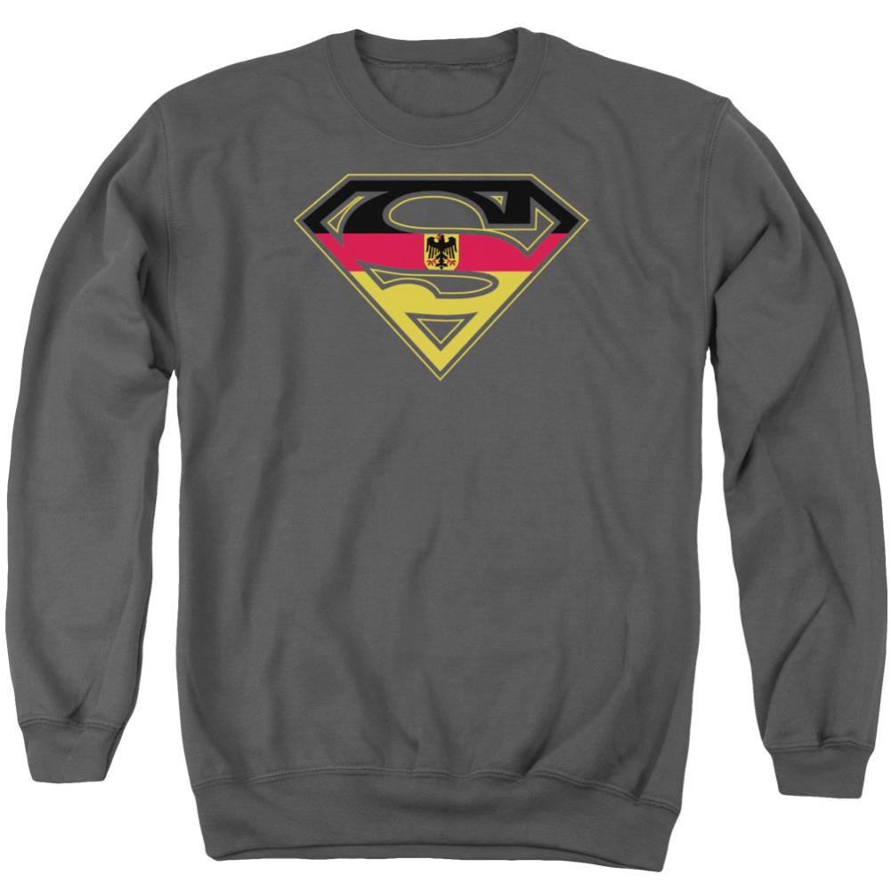 Superman German Shield Men's Crewneck 50 50 Poly LS T