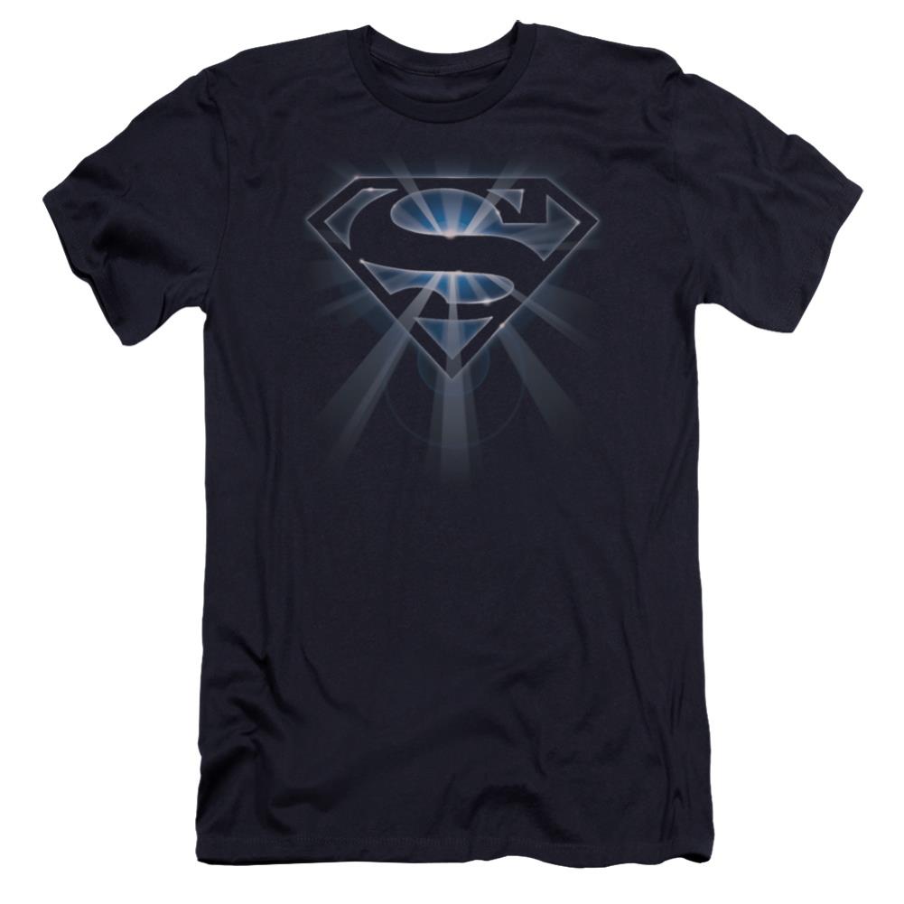 Superman Glowing Shield Men's Ultra-Soft 30/1 Cotton Slim SS T