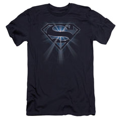 Superman Glowing Shield Men's Ultra-Soft 30/1 Cotton Slim SS T