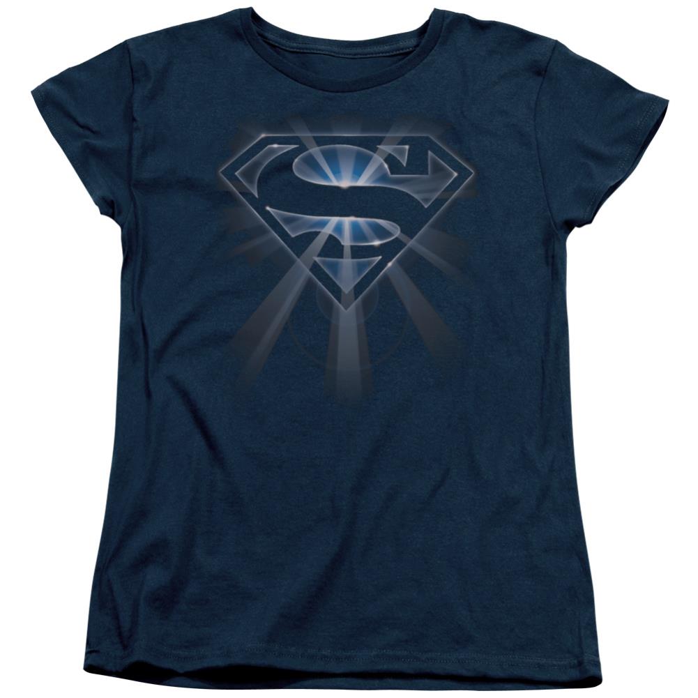 Superman Glowing Shield Women's 18/1 Cotton SS T