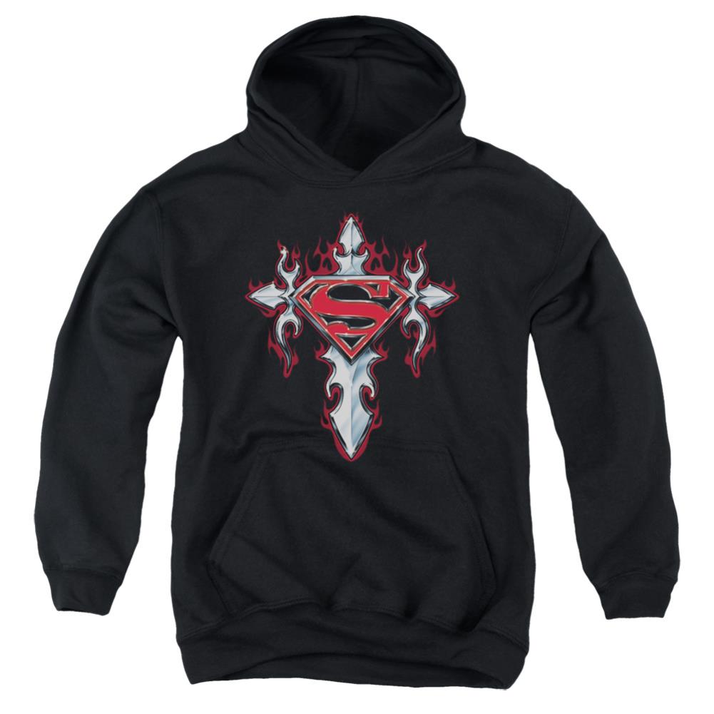 Superman Gothic Steel Logo Youth Cotton Poly Pull-Over Hoodie