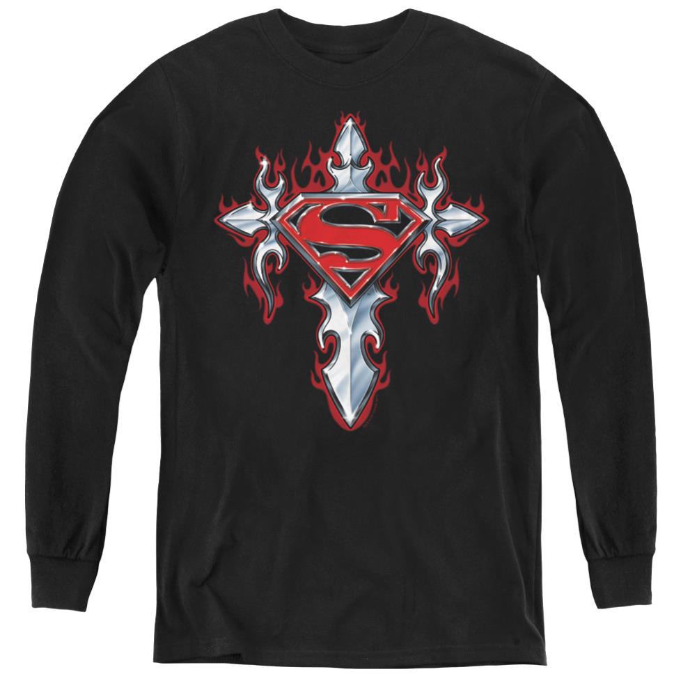 Superman Gothic Steel Logo Youth LS T