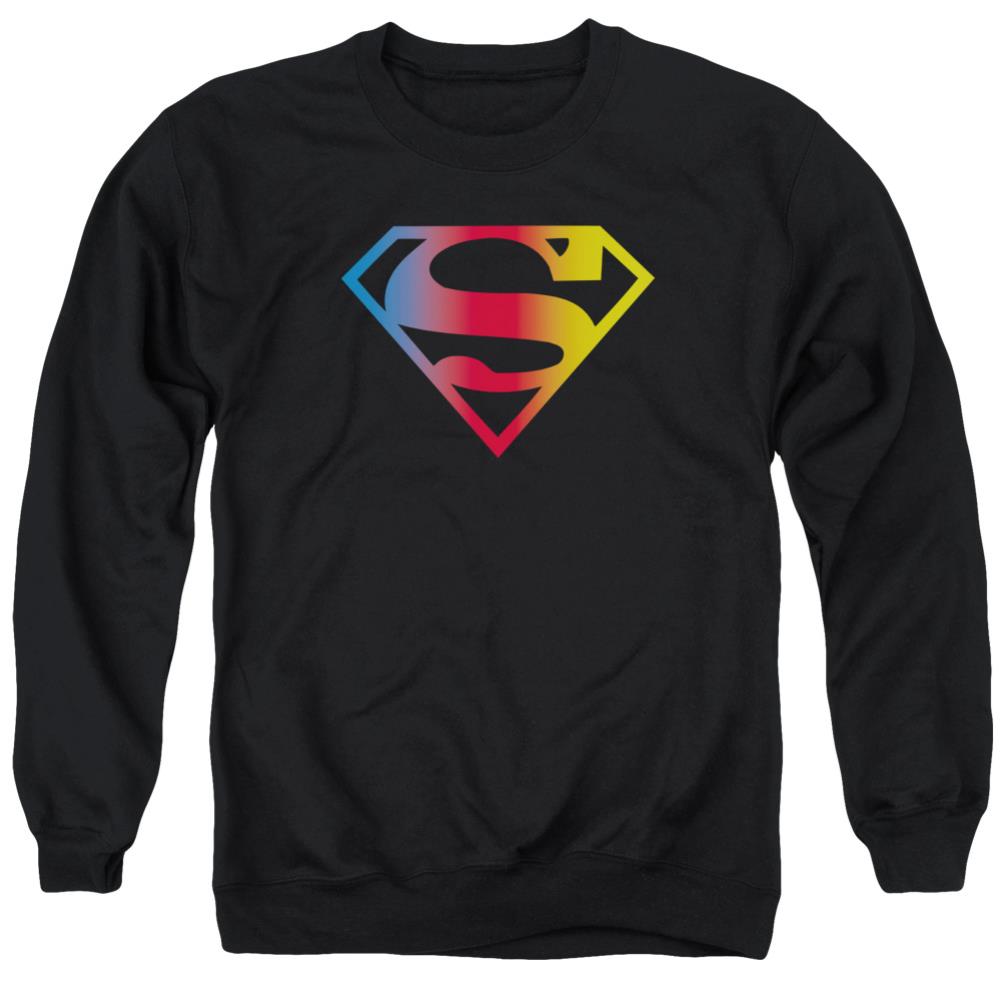 Superman Gradient Superman Logo Men's Crewneck 50 50 Poly LS T
