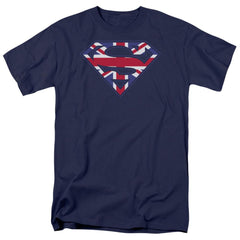 Superman Great Britian Shield Men's 18/1 Cotton SS T