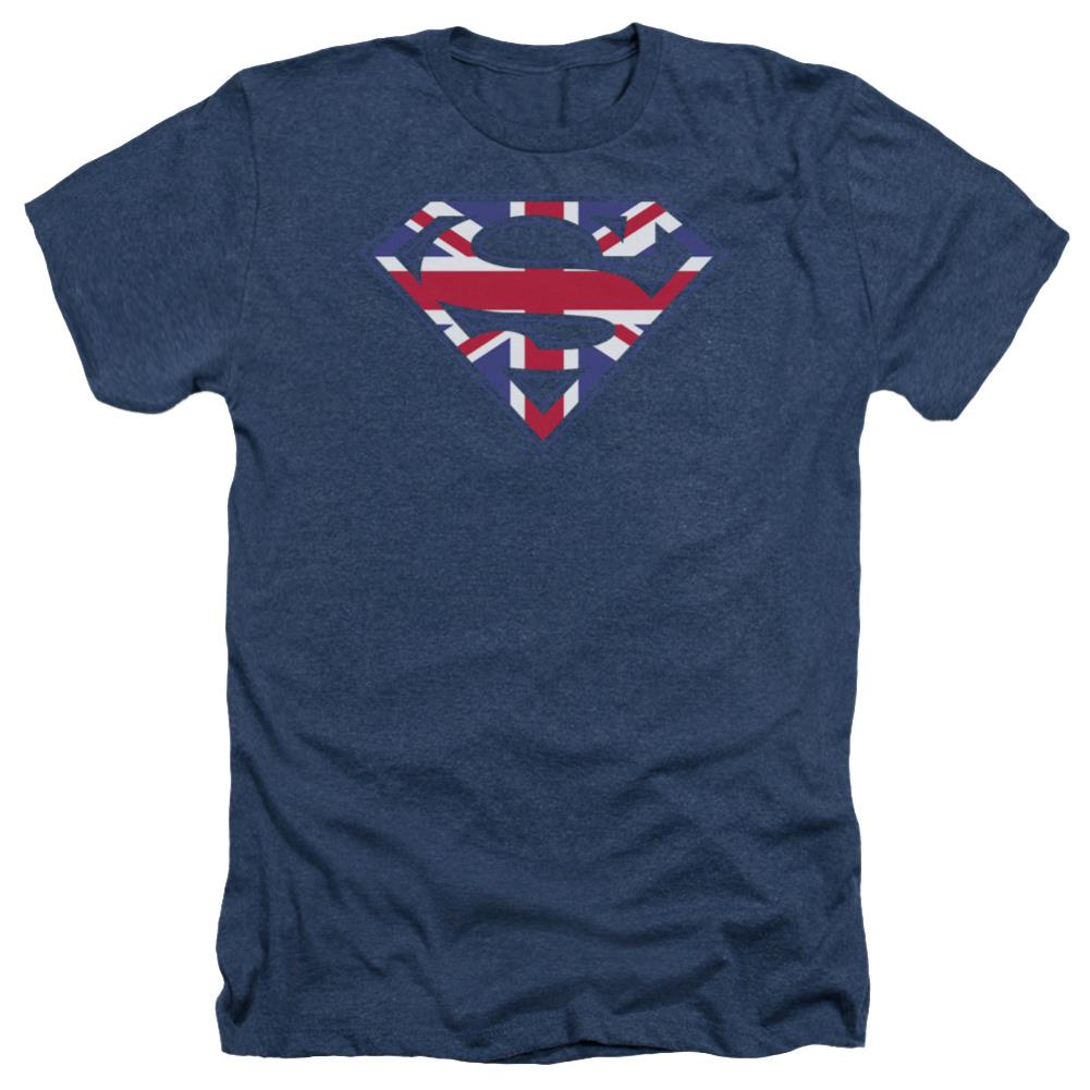 Superman Great Britian Shield Men's 30/1 Heather 60 40 Poly SS T