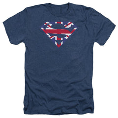 Superman Great Britian Shield Men's 30/1 Heather 60 40 Poly SS T