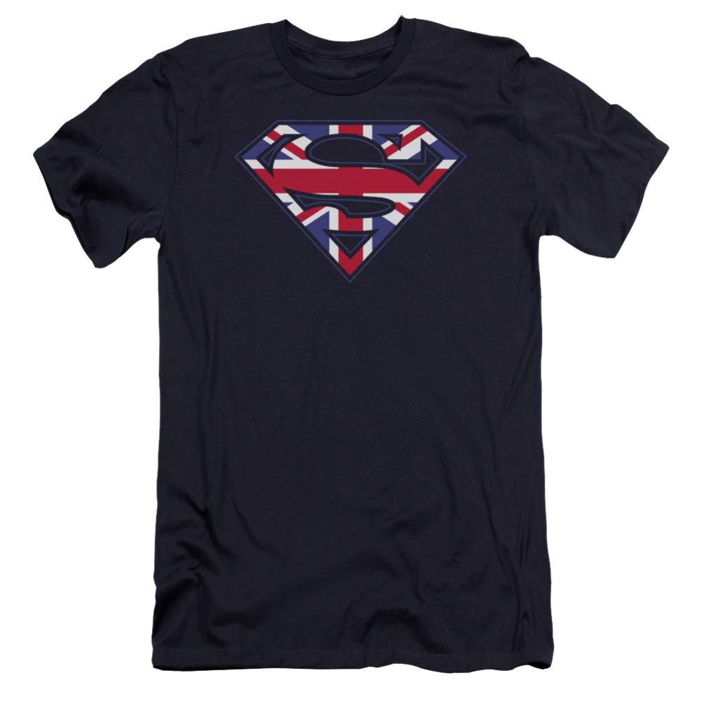 Superman Great Britian Shield Men's Ultra-Soft 30/1 Cotton Slim SS T