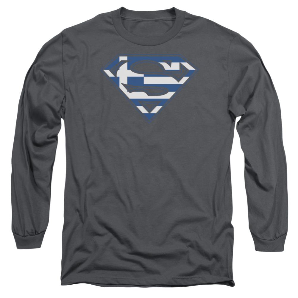 Superman Greek Shield Men's 18/1 Cotton LS T