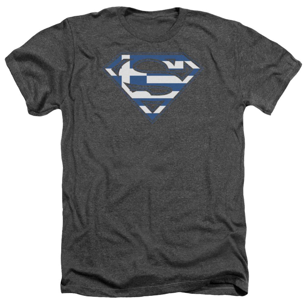 Superman Greek Shield Men's 30/1 Heather 60 40 Poly SS T