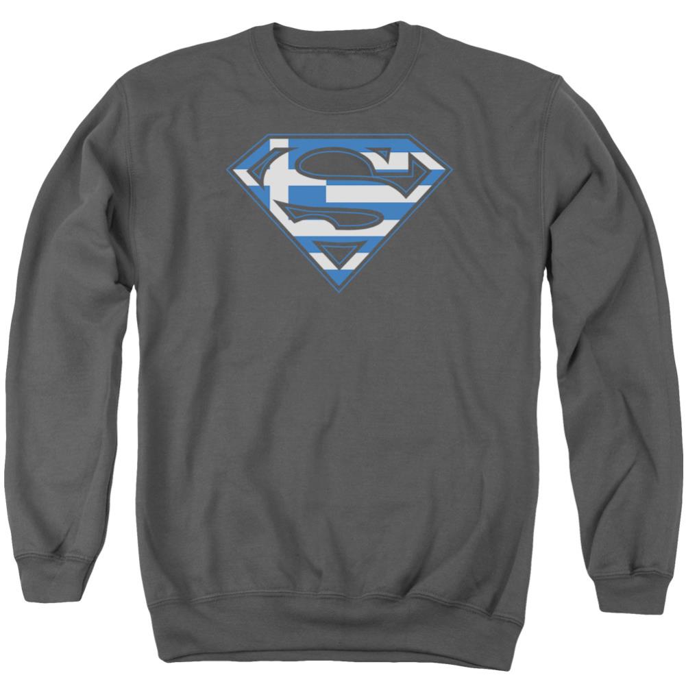 Superman Greek Shield Men's Crewneck 50 50 Poly LS T