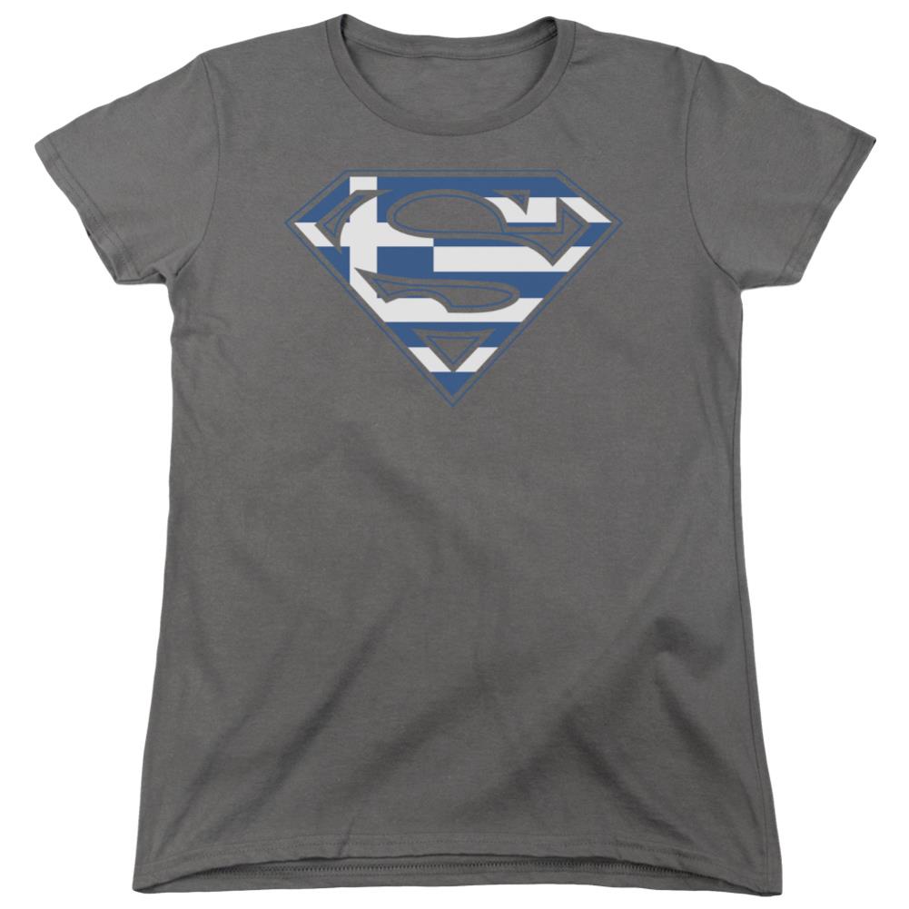 Superman Greek Shield Women's 18/1 Cotton SS T