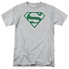 Superman Green & White Shield Men's 18/1 Cotton SS T