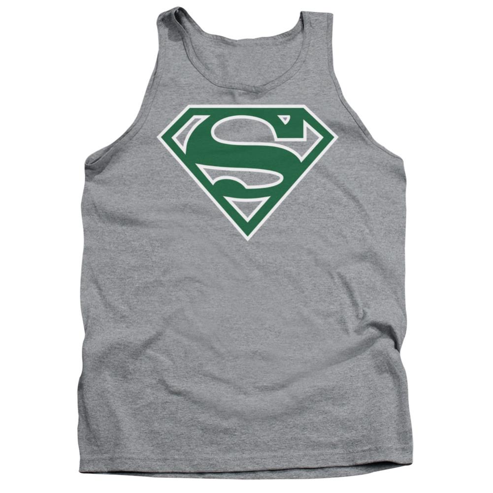Superman Green & White Shield Men's 18/1 Cotton Tank Top