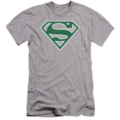 Superman Green & White Shield Men's Ultra-Soft 30/1 Cotton Slim SS T
