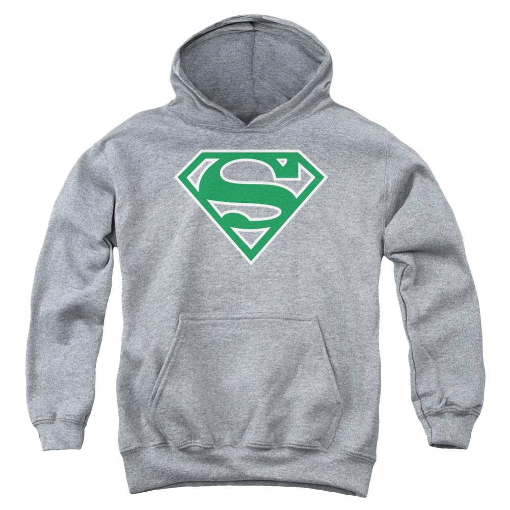 Superman Green & White Shield Youth Cotton Poly Pull-Over Hoodie