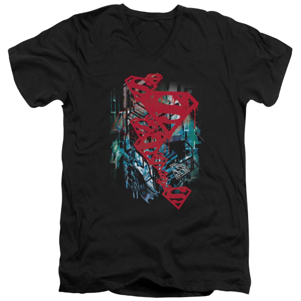 Superman Gritty Men's 30/1 Cotton Slim V-Neck T