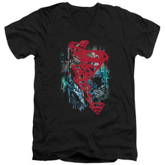 Superman Gritty Men's 30/1 Cotton Slim V-Neck T