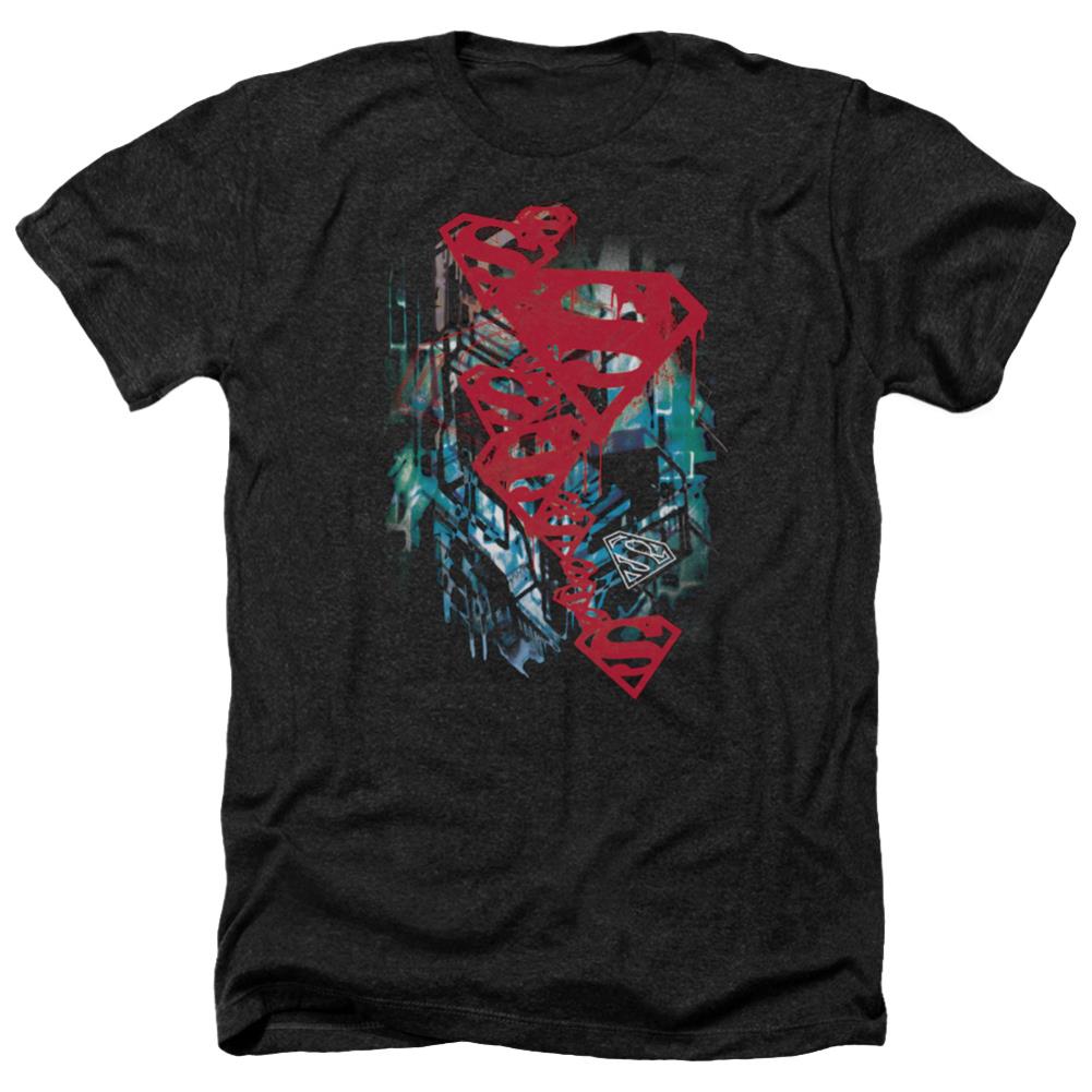 Superman Gritty Men's 30/1 Heather 60 40 Poly SS T