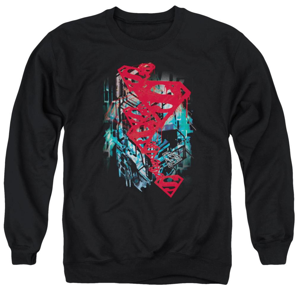 Superman Gritty Men's Crewneck 50 50 Poly LS T