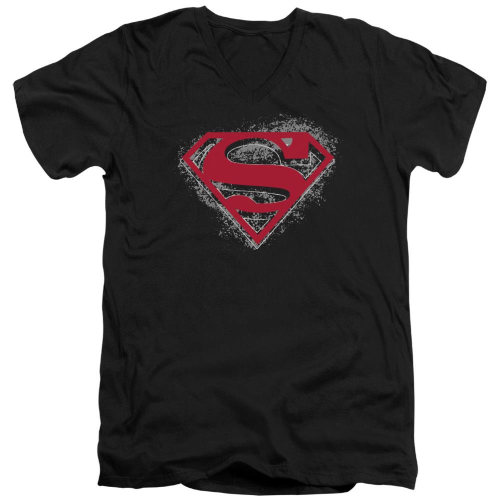 Superman Hardcore Noir Shield Men's 30/1 Cotton Slim V-Neck T