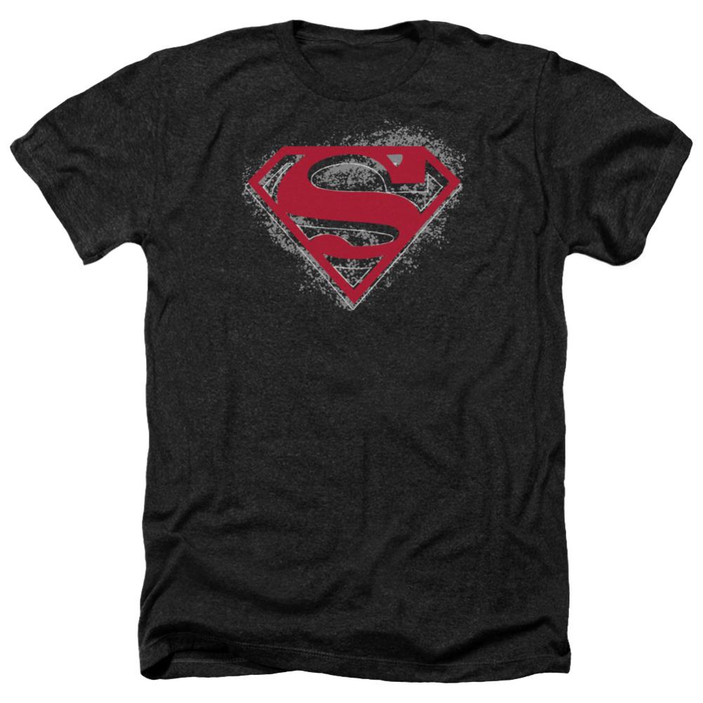 Superman Hardcore Noir Shield Men's 30/1 Heather 60 40 Poly SS T