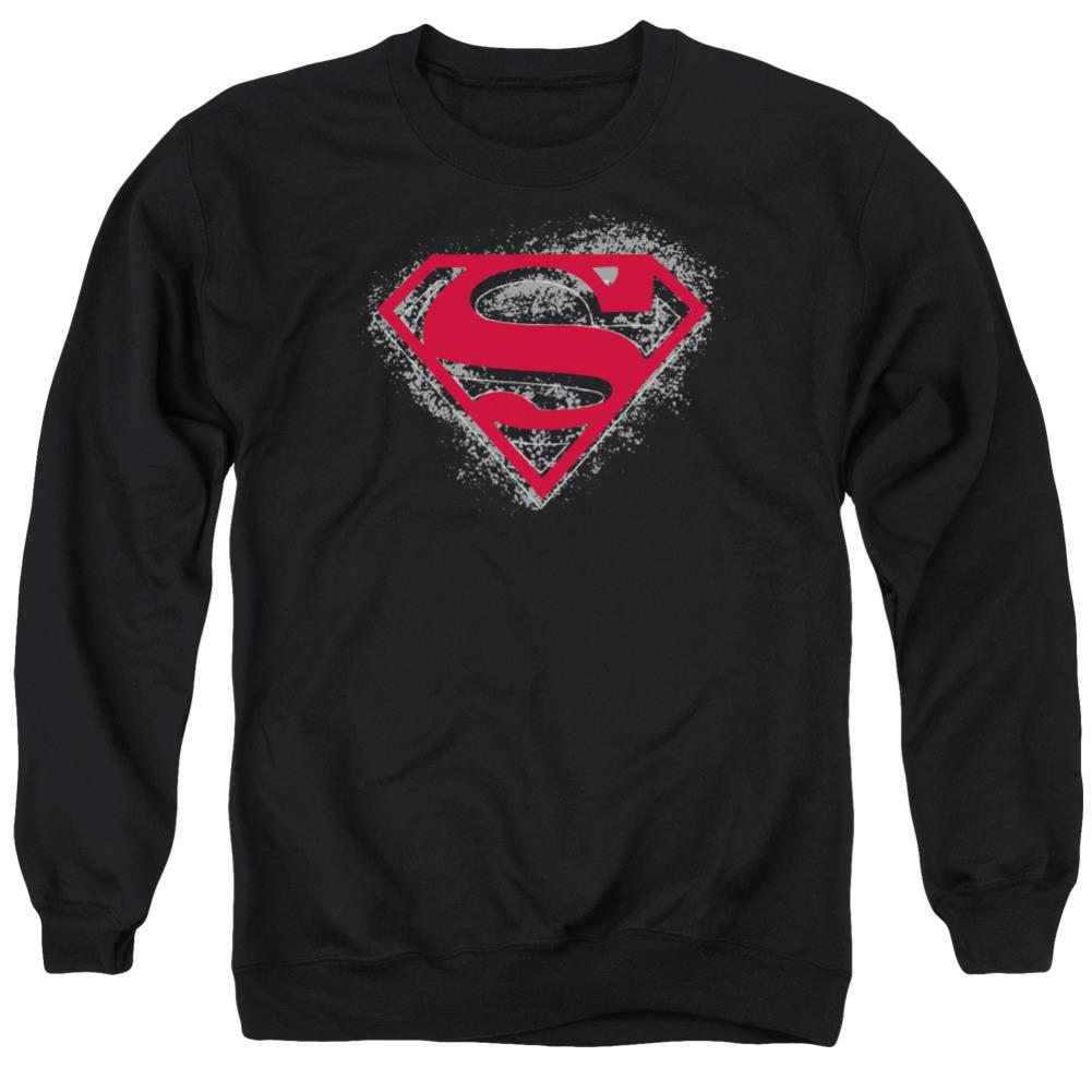 Superman Hardcore Noir Shield Men's Crewneck 50 50 Poly LS T