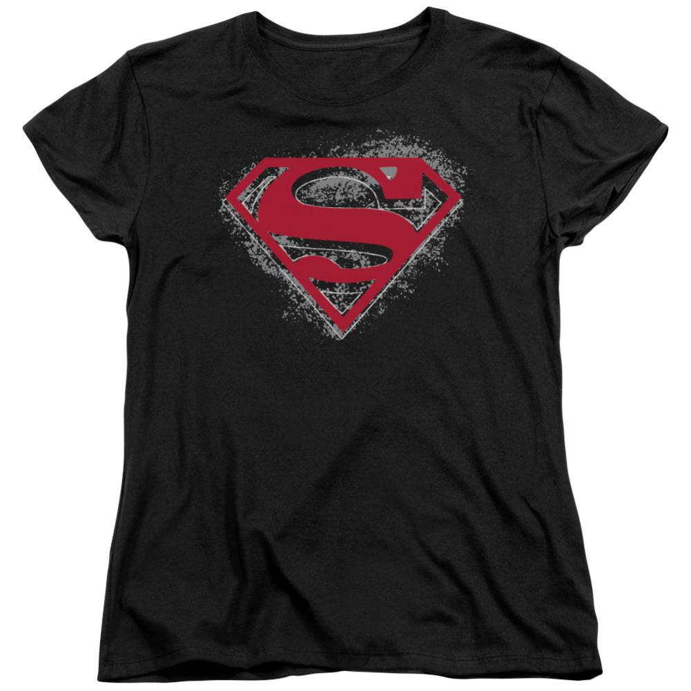 Superman Hardcore Noir Shield Women's 18/1 Cotton SS T
