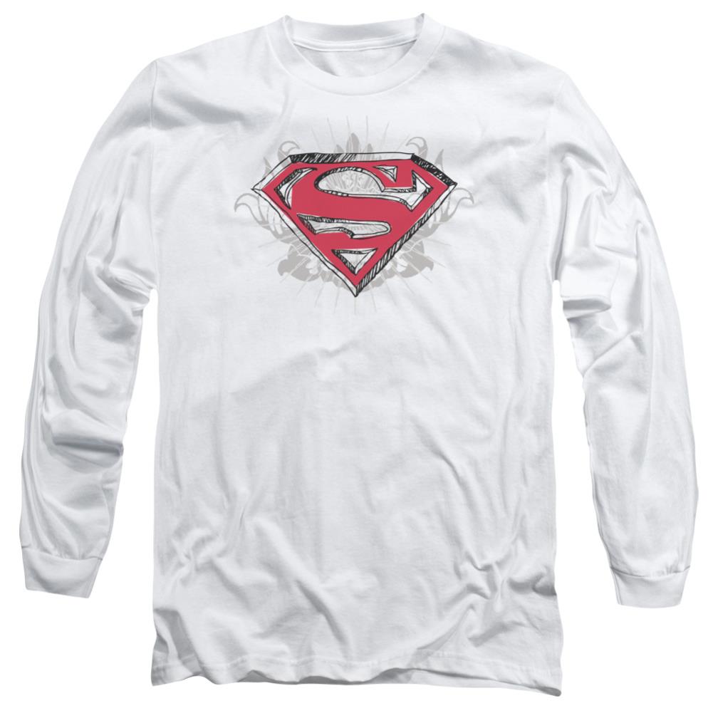 Superman Hastily Drawn Shield Men's 18/1 Cotton LS T