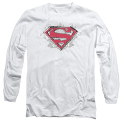 Superman Hastily Drawn Shield Men's 18/1 Cotton LS T
