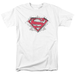 Superman Hastily Drawn Shield Men's 18/1 Cotton SS T