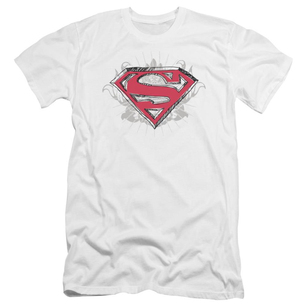 Superman Hastily Drawn Shield Men's Ultra-Soft 30/1 Cotton Slim SS T