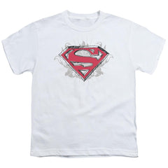 Superman Hastily Drawn Shield Youth 18/1 100% Cotton SS T