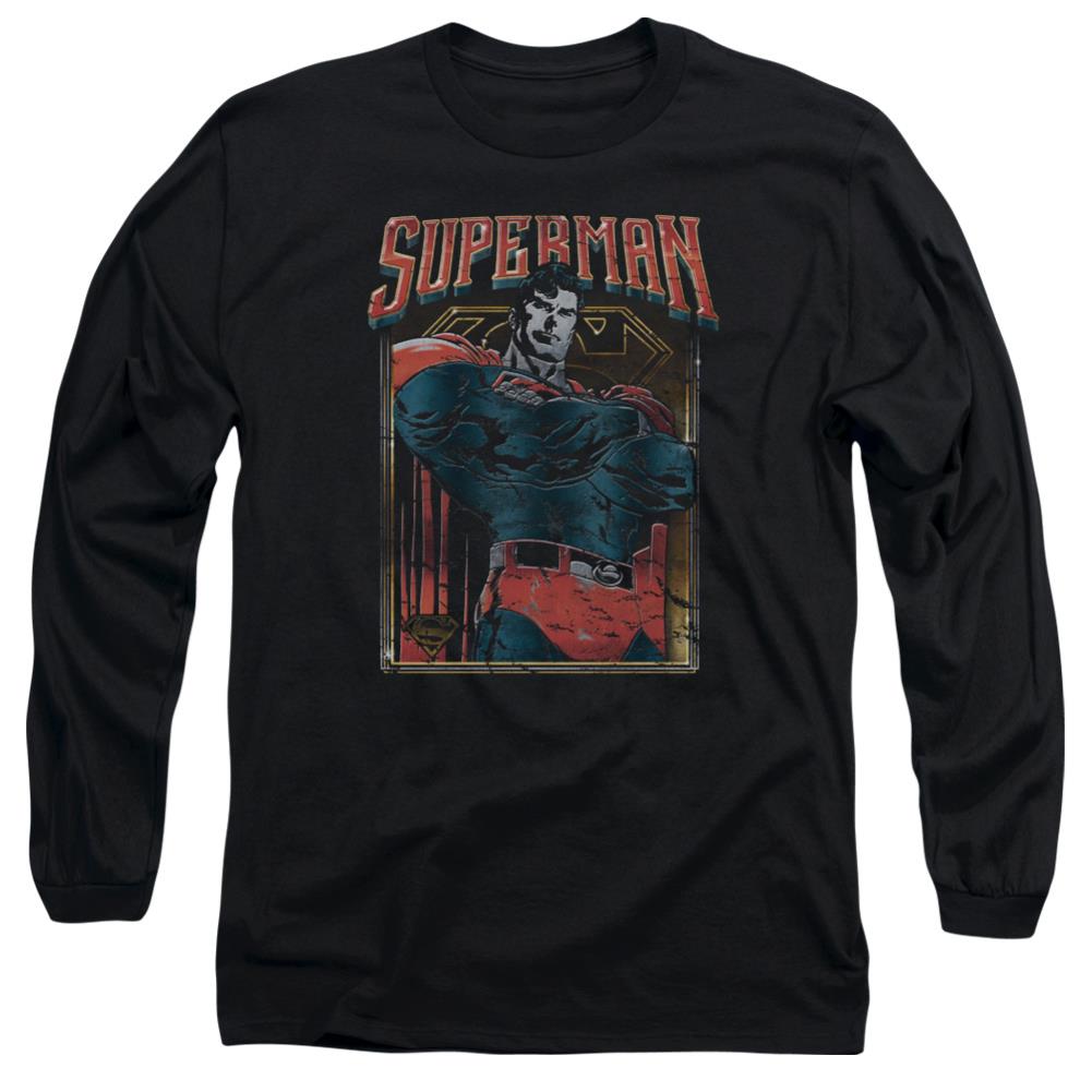 Superman Head Bang Men's 18/1 Cotton LS T