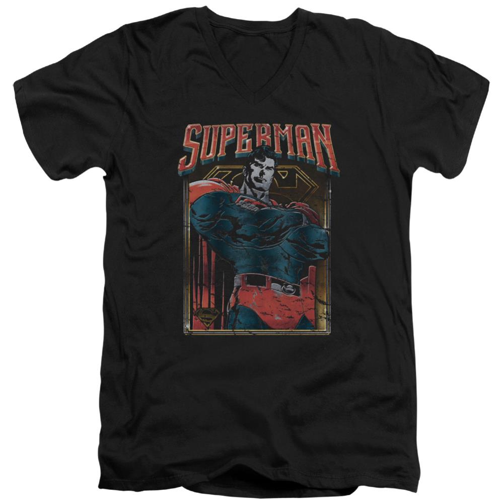 Superman Head Bang Men's 30/1 Cotton Slim V-Neck T